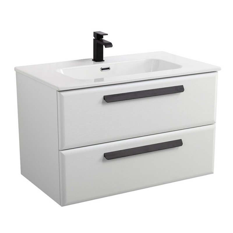 Тумба под раковину Cezares Eco-Cer-N-800-2C-SO-BL, 80 см, подвесная, Bianco Lucido