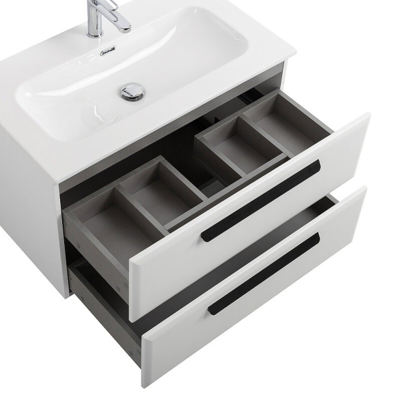 Тумба под раковину Cezares Eco-Cer-N-800-2C-SO-BL, 80 см, подвесная, Bianco Lucido