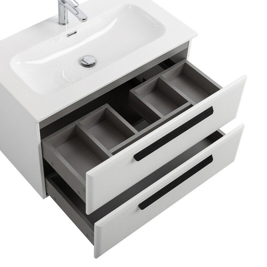 Тумба под раковину Cezares Eco-Cer-N-800-2C-SO-BL, 80 см, подвесная, Bianco Lucido
