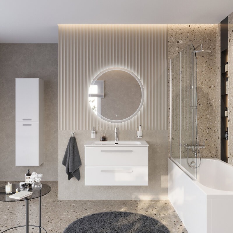 Тумба под раковину Cezares Eco-Cer-N-800-2C-SO-BL, 80 см, подвесная, Bianco Lucido