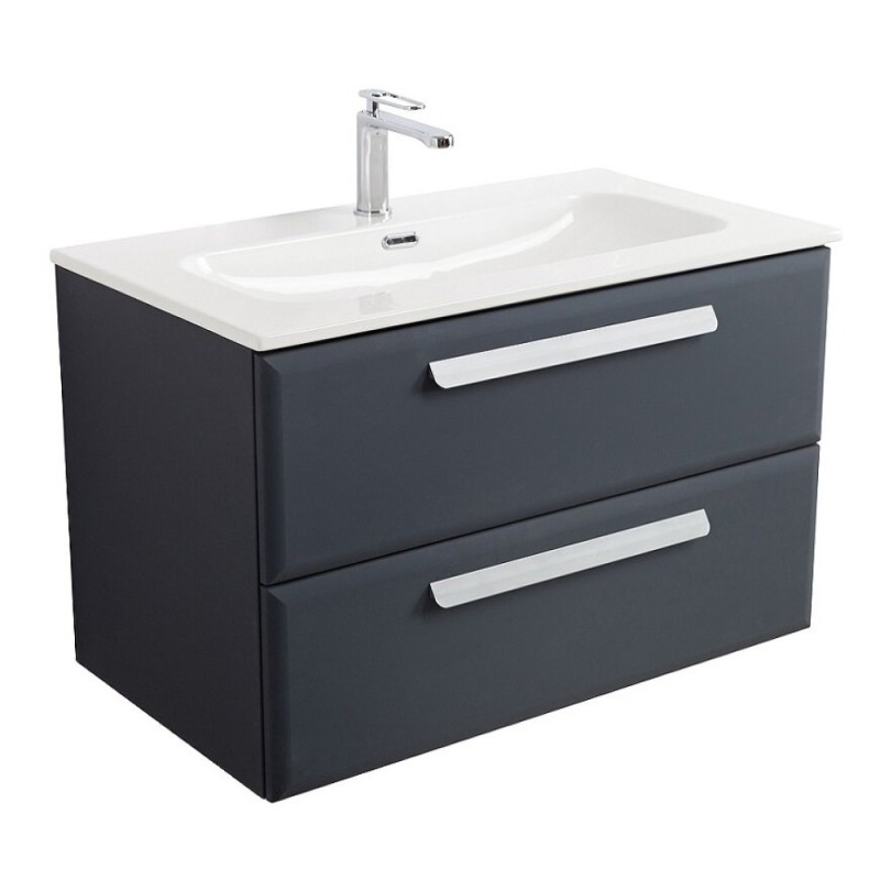 Тумба под раковину Cezares Eco-Cer-N-800-2C-SO-GR-P, 80 см, подвесная, Grafito