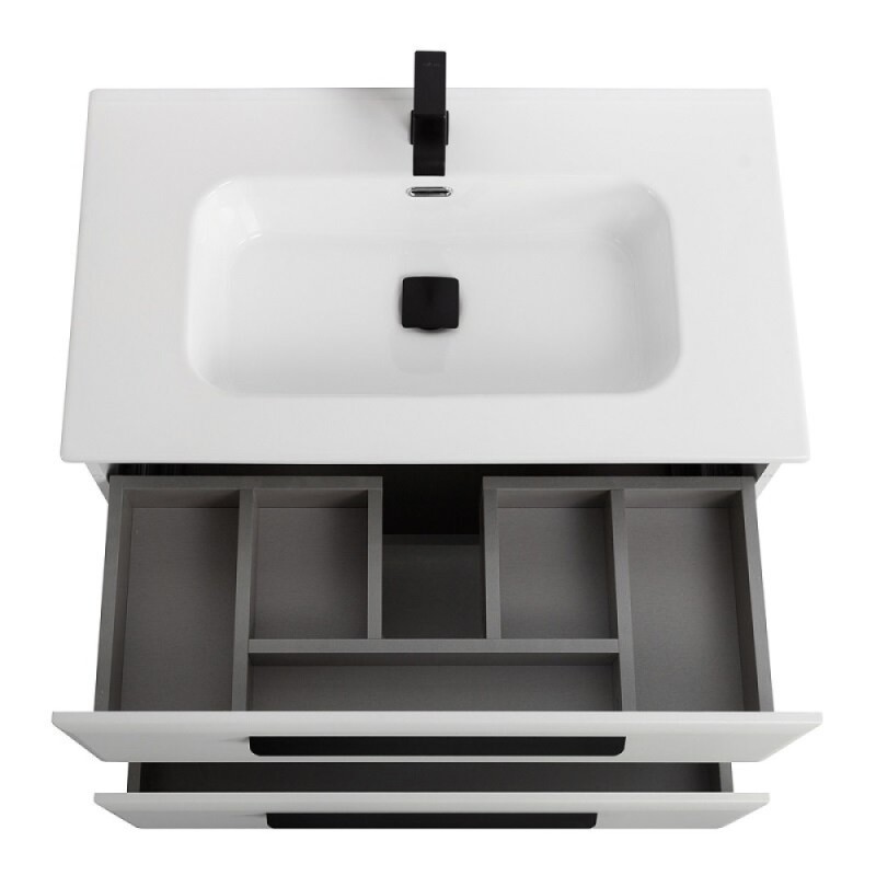 Тумба под раковину Cezares Eco-Cer-N-900-2C-SO-BL, 90 см, подвесная, Bianco Lucido