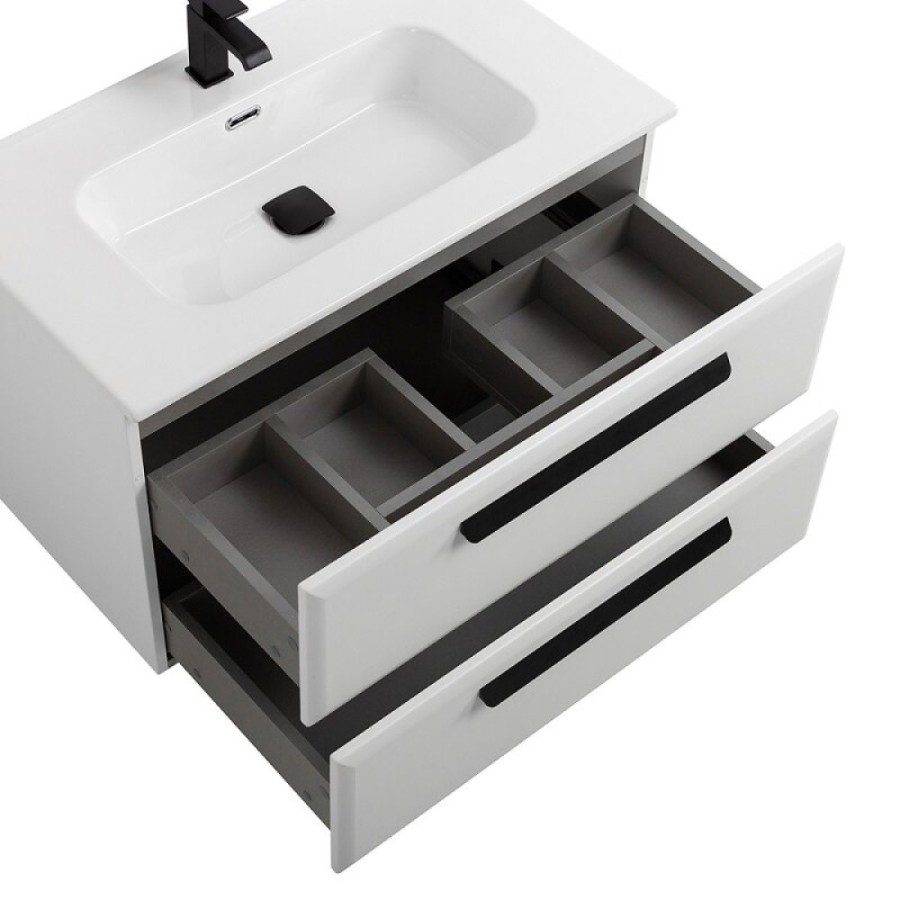 Тумба под раковину Cezares Eco-Cer-N-900-2C-SO-BL, 90 см, подвесная, Bianco Lucido