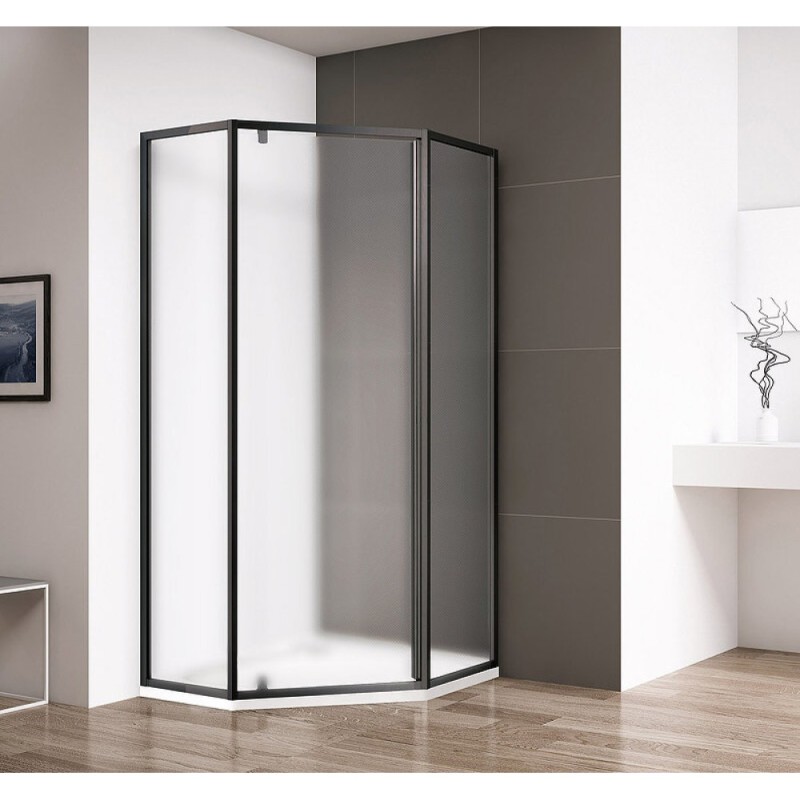 Душевой уголок Cezares Eco-O-P-1-90-P-NERO, 90 x 90 см, стекло рифленое, профиль черный матовый