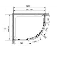 Душевой уголок Cezares ECO-O-RH-2-120/90-C-Cr, 120 x 90 см, стекло прозрачное, профиль хром