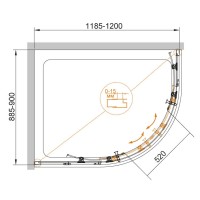 Душевой уголок Cezares ECO-O-RH-2-120/90-C-Cr, 120 x 90 см, стекло прозрачное, профиль хром