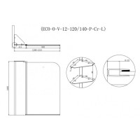 Шторка на ванну Cezares Eco-O-V-12-120/140-P-Cr, 120 x 140 см стекло текстурное Punto, хром