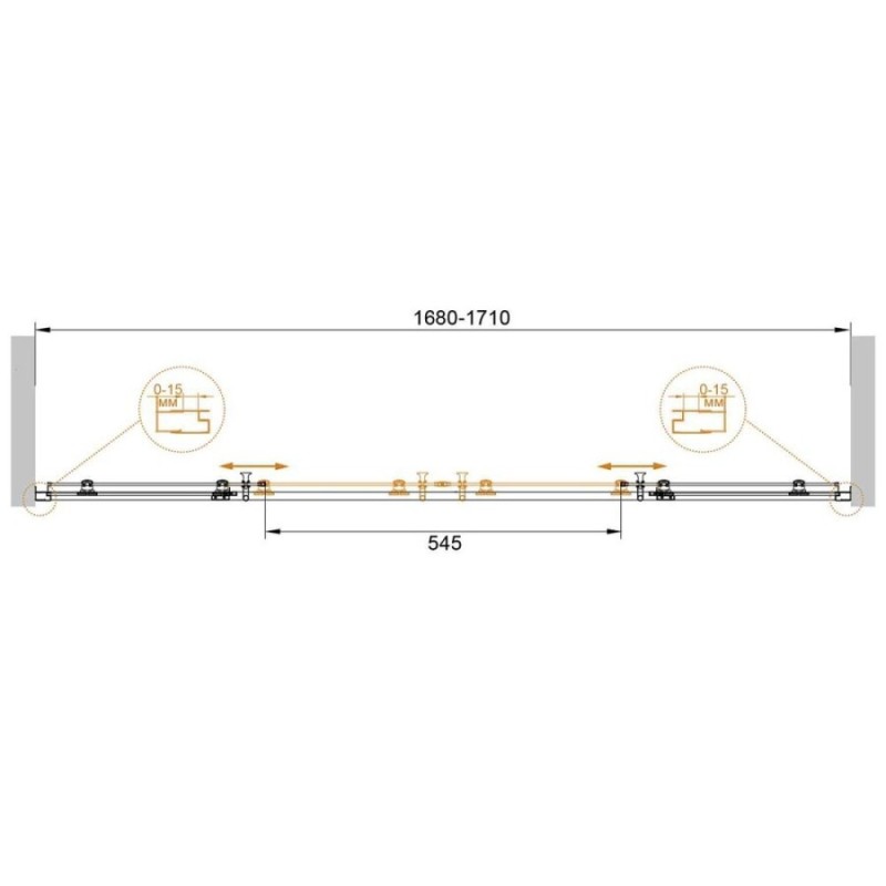 Шторка для ванны Cezares ECO-VF-2-170/145-Cr, 150 см