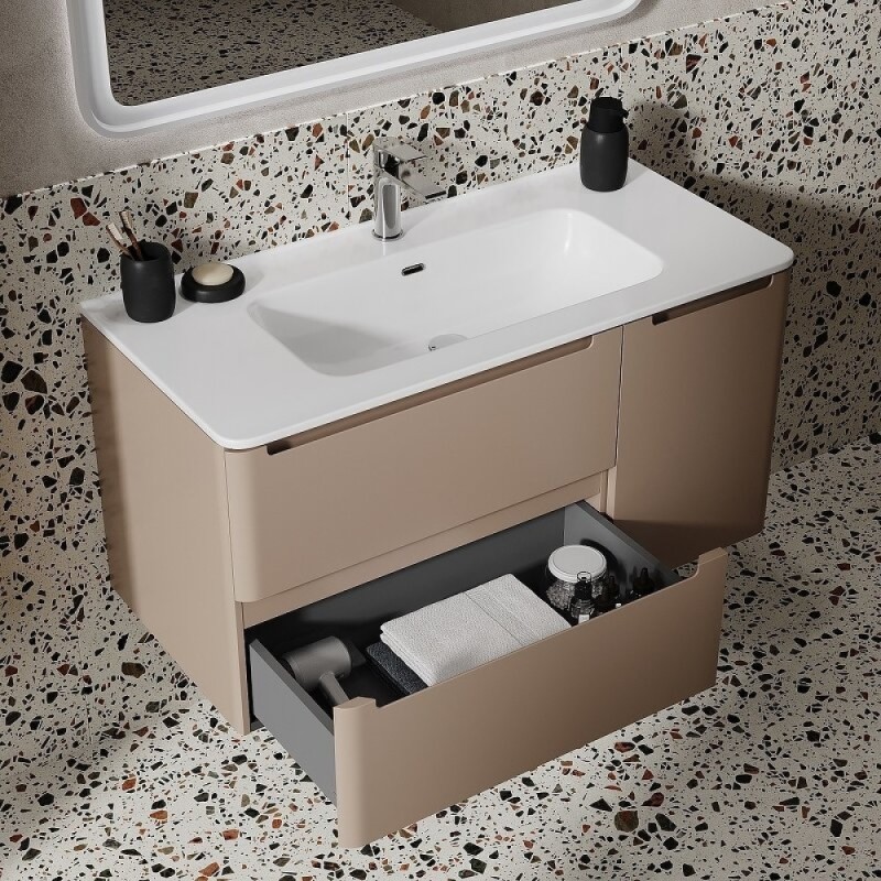 Тумба с раковиной Iddis Edifice EDI10C0i95K, 100 см, подвесная, капучино
