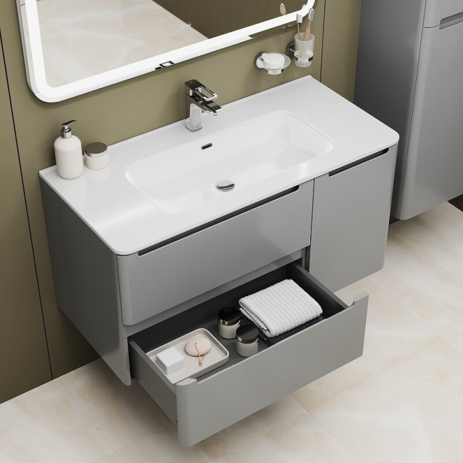 Тумба с раковиной Iddis Edifice EDI10L0i95K, 100 см, подвесная, светло-серый