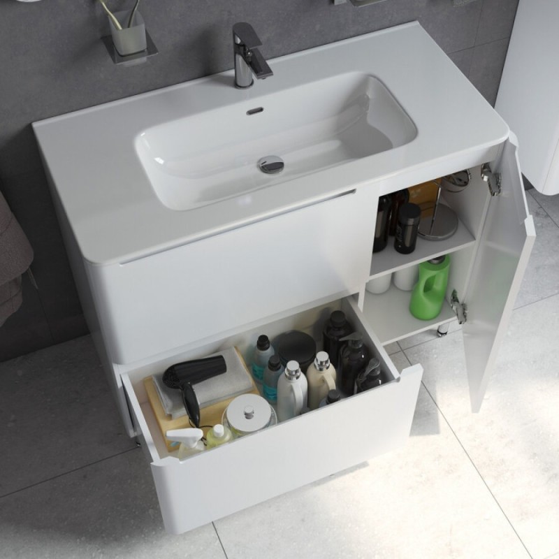 Тумба под раковину Iddis Edifice 100 см подвесная, 2 ящика, 1 дверь, белый, EDI10WFi95