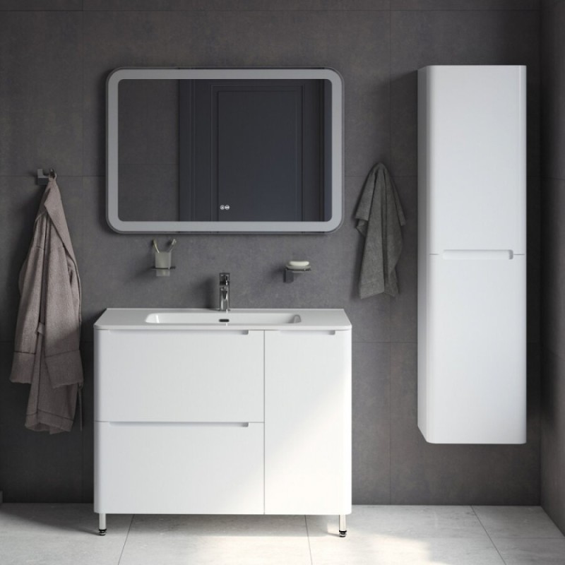 Тумба с раковиной Iddis Edifice 100 см подвесная, 2 ящика, 1 дверь, белый, EDI10WFi95K