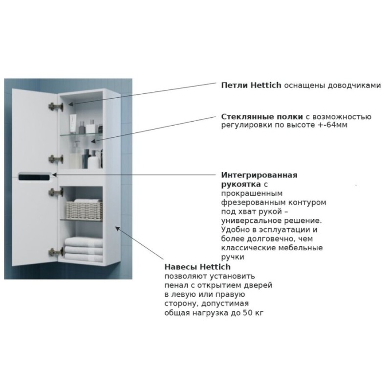 Пенал Iddis Edifice EDI35W0i97, 35 см, подвесной, белый