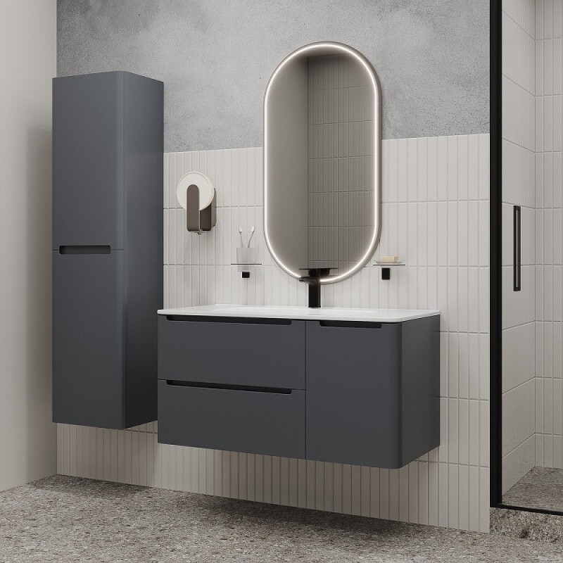 Пенал Iddis Edifice EDI40D0i97, 40 см, подвесной, темно-серый