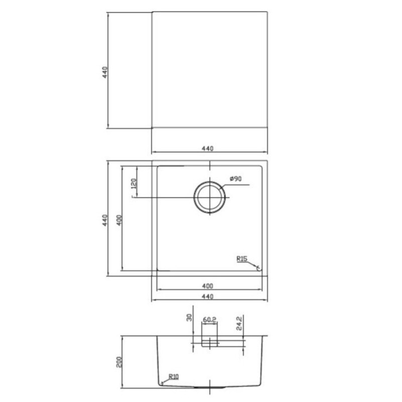 Кухонная мойка Iddis Edifice EDI44B0i77 44 x 44 x 20 см для подстольного монтажа, бронза