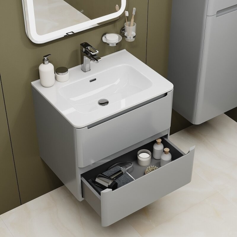 Тумба с раковиной Iddis Edifice EDI60L0i95K, 60 см, подвесная, светло-серый