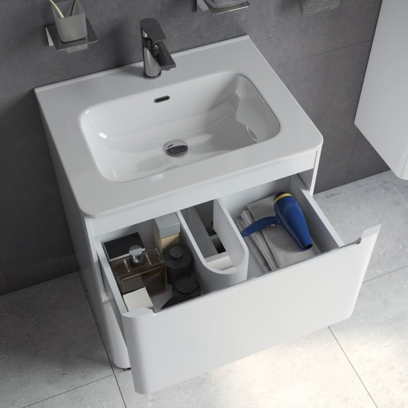 Тумба под раковину Iddis Edifice 60 см подвесная, 2 ящика, белый, EDI60WFi95