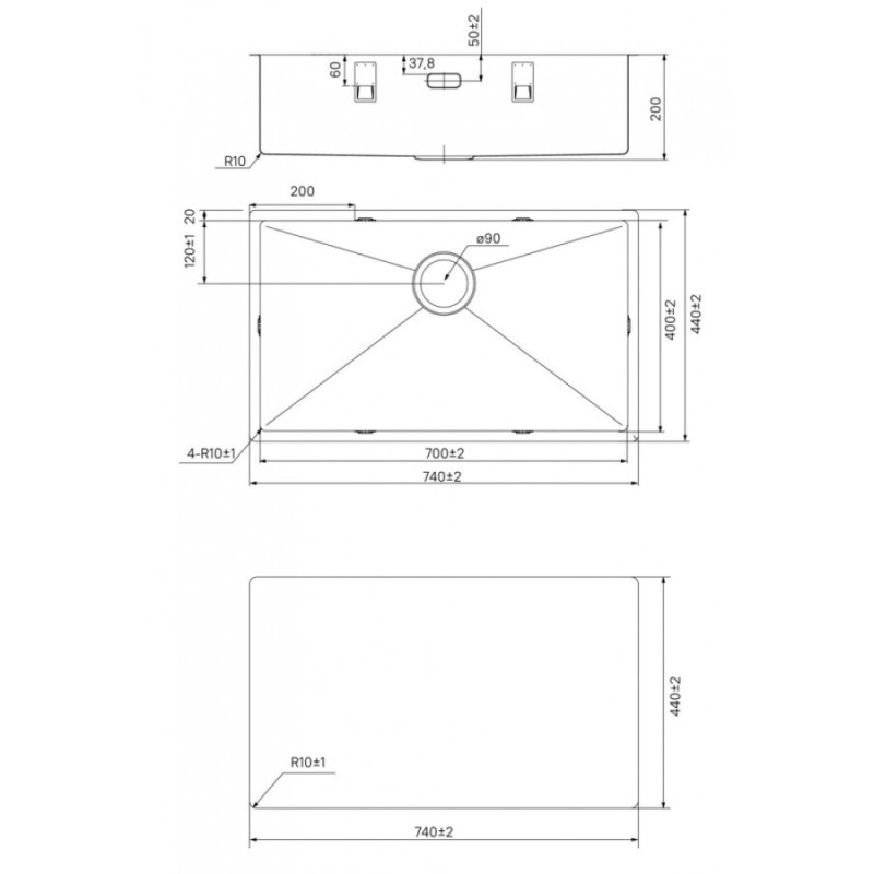 Мойка кухонная Iddis Edifice EDI74G0i77 74 см, 1 чаша, графит