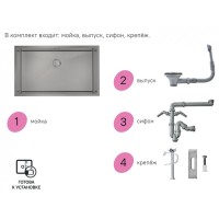 Мойка кухонная Iddis Edifice EDI74G0i77 74 см, 1 чаша, графит