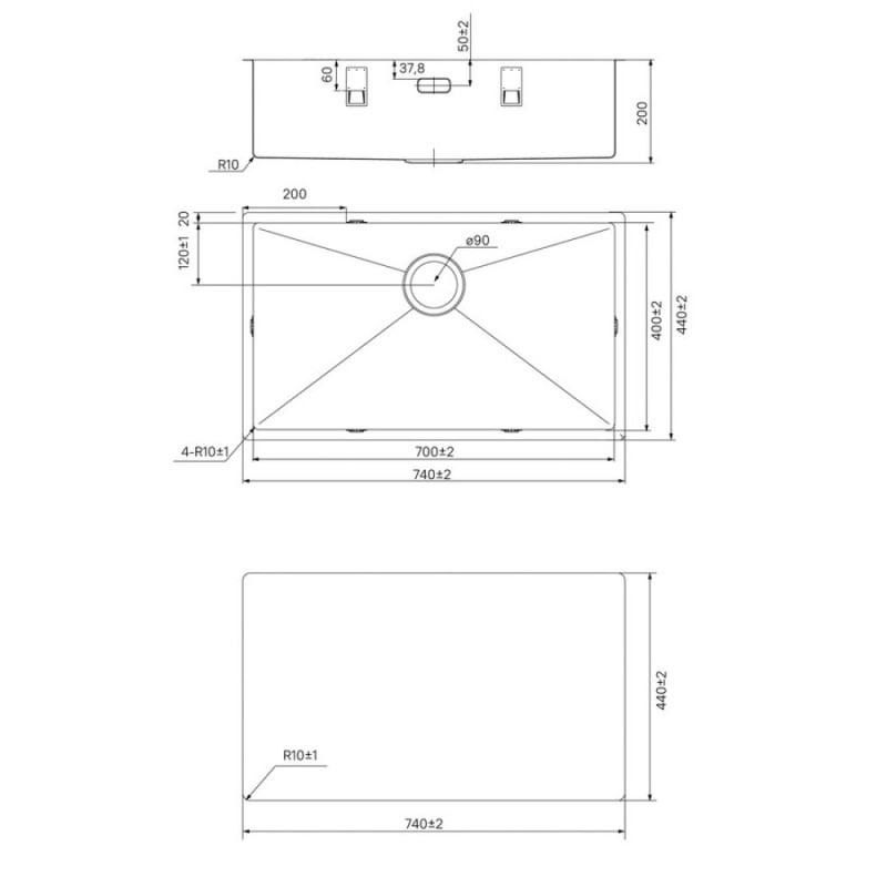 Мойка кухонная Iddis Edifice EDI74S0i77 74 см, 1 чаша, сатин