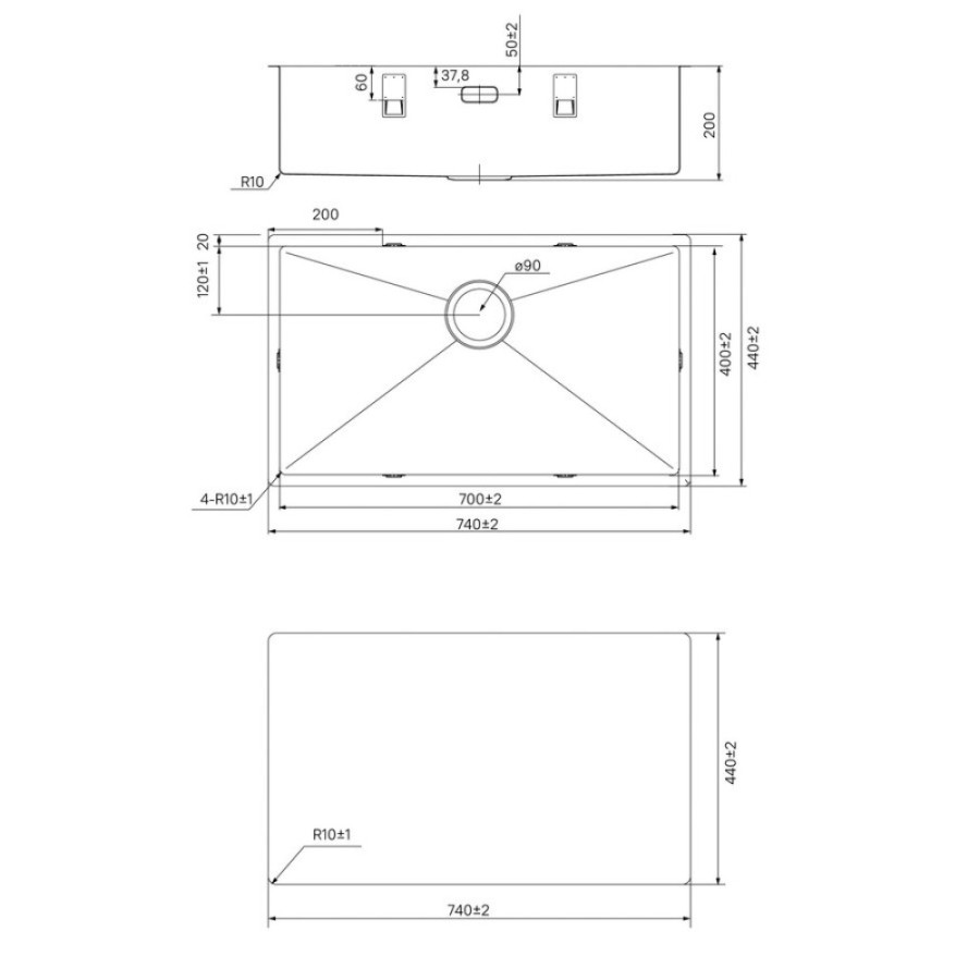 Мойка кухонная Iddis Edifice EDI74S0i77 74 см, 1 чаша, сатин