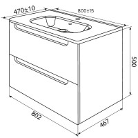 Тумба с раковиной Iddis Edifice EDI80D0i95K, 80 см, подвесная, темно-серый