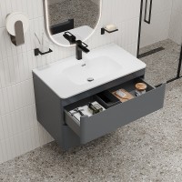 Тумба с раковиной Iddis Edifice EDI80D0i95K, 80 см, подвесная, темно-серый