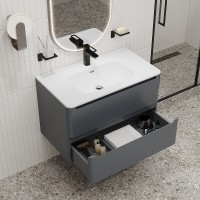 Тумба с раковиной Iddis Edifice EDI80D0i95K, 80 см, подвесная, темно-серый
