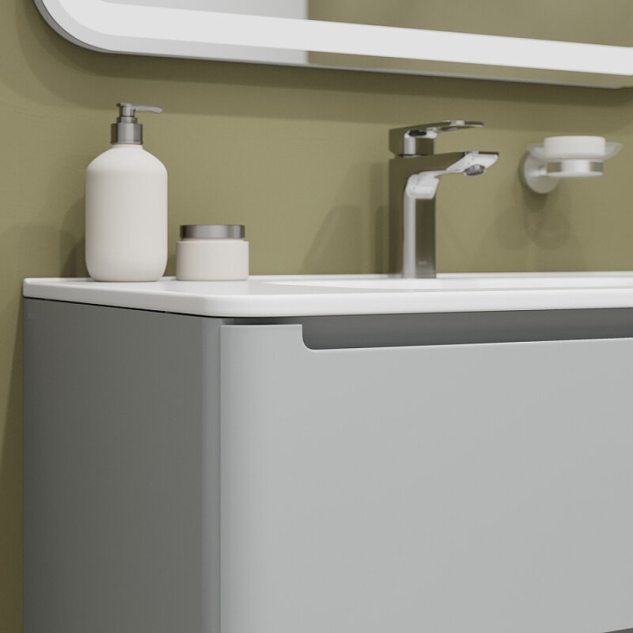 Тумба с раковиной Iddis Edifice EDI80L0i95K, 80 см, подвесная, светло-серый