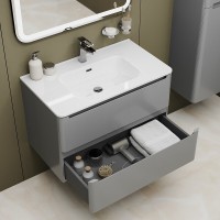 Тумба с раковиной Iddis Edifice EDI80L0i95K, 80 см, подвесная, светло-серый