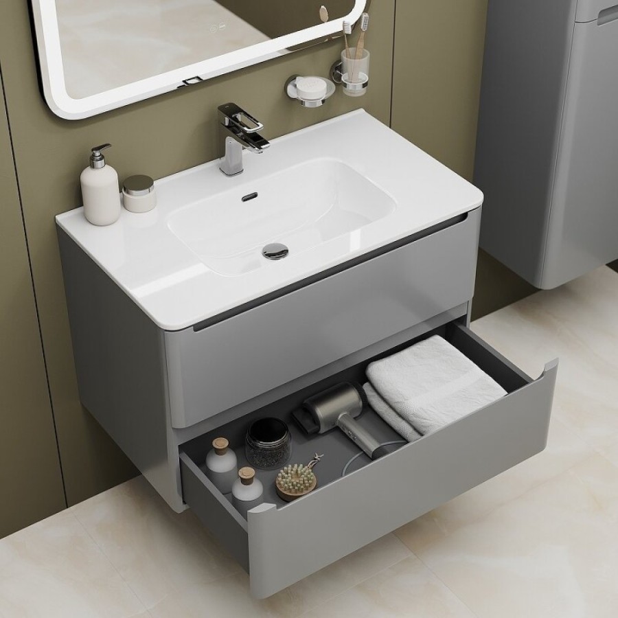 Тумба с раковиной Iddis Edifice EDI80L0i95K, 80 см, подвесная, светло-серый