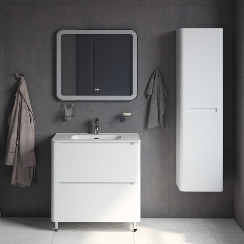 Тумба с раковиной Iddis Edifice 80 см подвесная, 2 ящика, белый, EDI80WFi95K