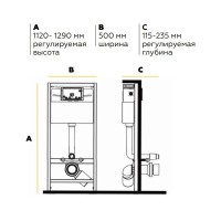 Инсталляция Elsen, с безободковым унитазом Ceramicanova Metric Rimless, сиденье микролифт, EIN500.1120/CN3007