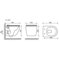 Инсталляция Elsen с безободковым унитазом Ceramicanova Forma Rimless, сиденье микролифт, EIN500.1120/CN3009, сантехфарфор