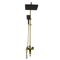 Душевая система Bronze De Luxe Element EL77/1GB, увеличенная высота, матовое золото/черный матовый
