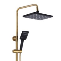 Душевая система Bronze De Luxe Element EL77/1GB, увеличенная высота, матовое золото/черный матовый