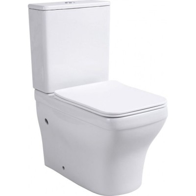 Унитаз-компакт безободковый Aquanet Elegant C1 LX-2914 243546, Elegant C1/273787, крышка микролифт, цвет белый