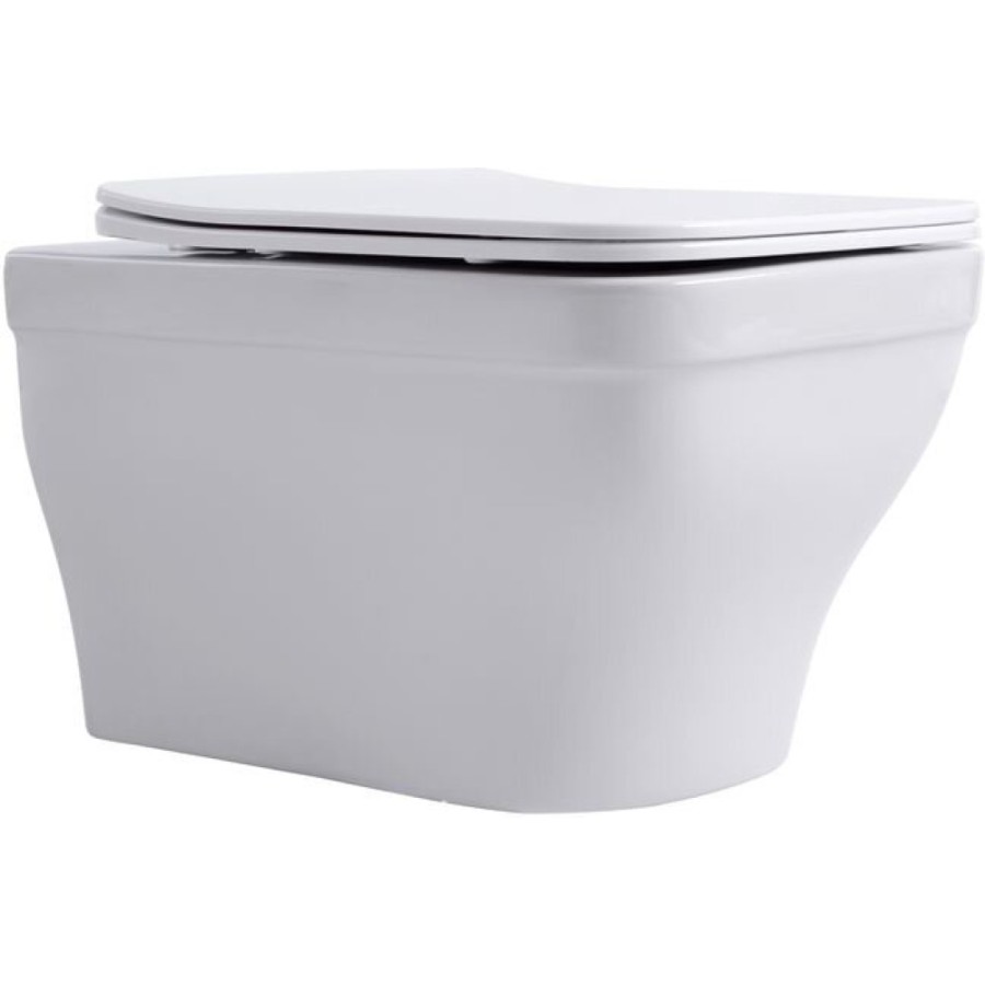 Подвесной безободковый унитаз Aquanet Elegant W 280960, крышка микролифт, цвет белый
