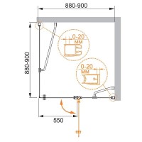 Душевой уголок Cezares ELENA-W-A-12-90-P-Cr-L, 90 x 90 см, ориентация дверей слева, стекло рифленое, профиль хром