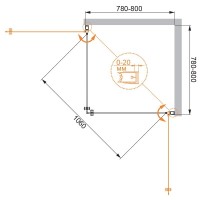 Душевой уголок Cezares ELENA-W-A-2-80-P-Cr, 80 x 80 см, стекло рифленое, профиль хром