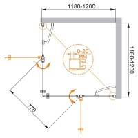 Душевой уголок Cezares ELENA-W-A-22-120-P-Cr, 120 x 120 см, стекло рифленое, профиль хром