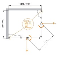 Душевой уголок Cezares ELENA-W-AH-2-120/100-C-Cr, 120 x 100 см, стекло прозрачное, профиль хром