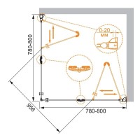 Душевой уголок Cezares ELENA-W-AS-2-80-C-Cr, 80 x 80 см, стекло прозрачное, профиль хром