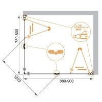 Душевой уголок Cezares ELENA-W-ASH-2-80/90-C-Cr, 80 x 90 см, стекло прозрачное, профиль хром