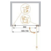 Душевая дверь в нишу Cezares ELENA-W-B-1-70-P-Cr-R, 70 см, стекло рифленое, профиль хром, правая