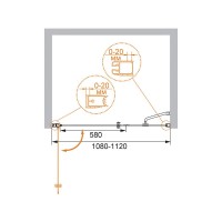 Душевая дверь Cezares Elena ELENA-W-B-11-40+70-P-Cr-R, 110 см, стекло рифленое, профиль хром