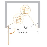 Душевая дверь в нишу Cezares ELENA-W-B-11-60+80-C-Cr, 140 см, стекло прозрачное, профиль хром