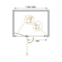 Душевая дверь Cezares ELENA-W-B-12-120-P-Cr-L, 120 см, стекло рифленое, профиль хром