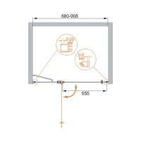 Душевая дверь Cezares Elena 90 см, стекло прозрачное, профиль хром, ELENA-W-B-12-90-C-Cr