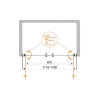 Душевая дверь Cezares ELENA-W-B-2-115-P-Cr, 115 см, стекло рифленое, профиль хром